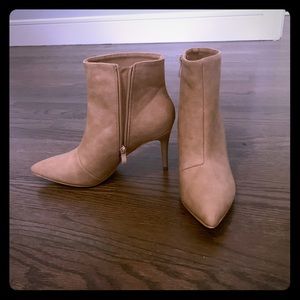 Taupe leather booties